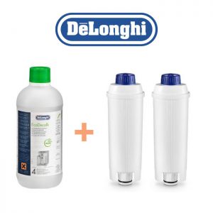 Pack Entretien DeLonghi 1 – 1 EcoDecalk 500 ml + 2 Filtres